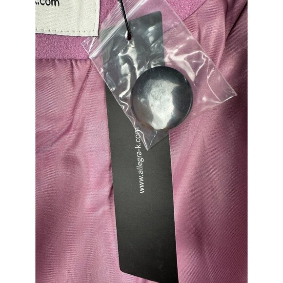 NEW Allegra K Women’s Pink Long Over Coat XL Button Front Jacket Preppy Career - Picture 6 of 11